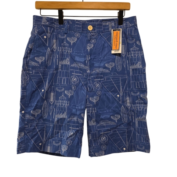 Vineyard Vines, NWT, Classic Fit, 9" Cape Cod Blueprint Breaker Shorts, Men's 30 - Picture 1 of 5